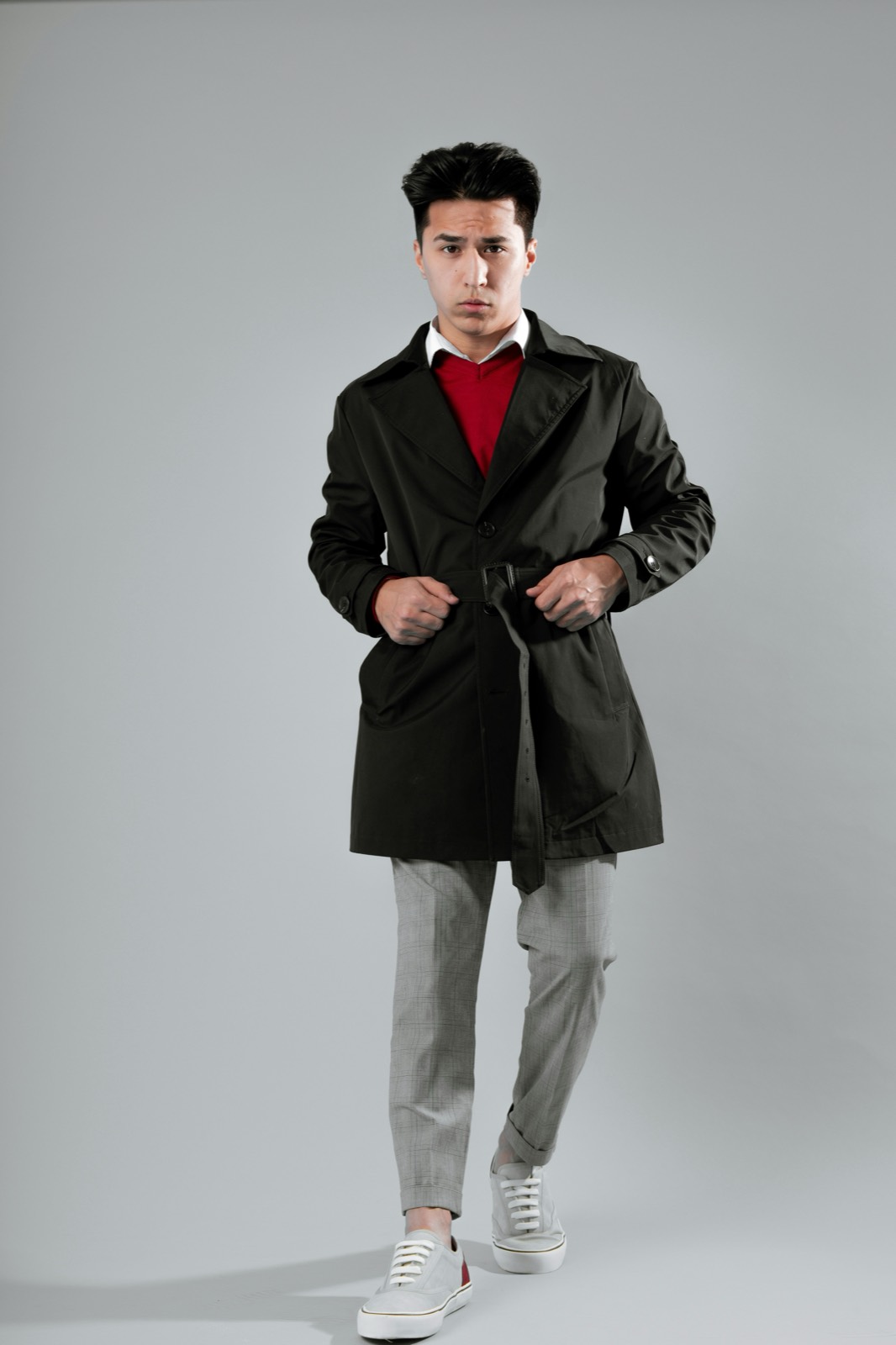 Avant retouche — manteau homme sur modèle